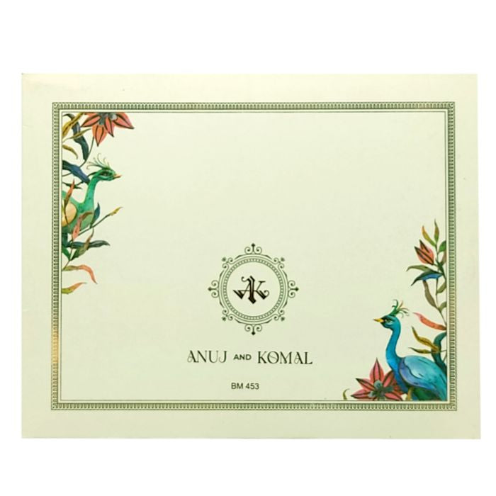 White Peacock Wedding Card Design-King of Cards