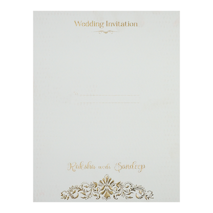 White Gold Floral Border Padded Wedding Card-KSI64350