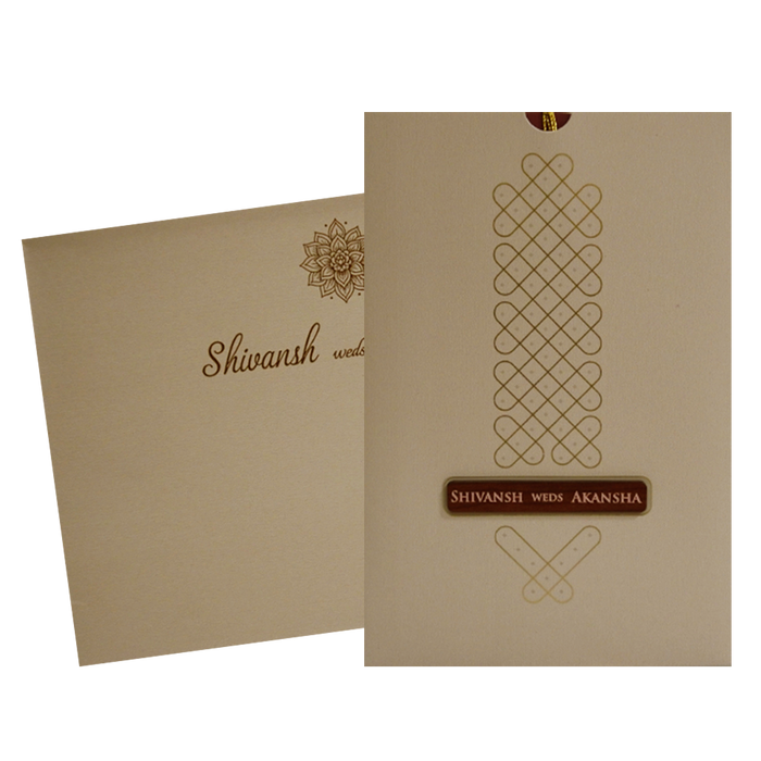 Light Brown Nameplate Wedding Card-King of Cards
