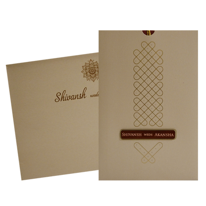 Light Brown Nameplate Wedding Card-King of Cards