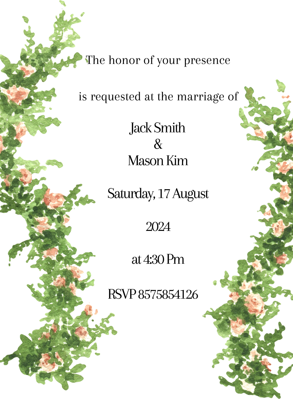 White Watercolor Floral Wedding Invitation-AAFWI006