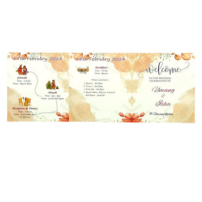 Peach Floral Fold Invitation Card-King of Cards