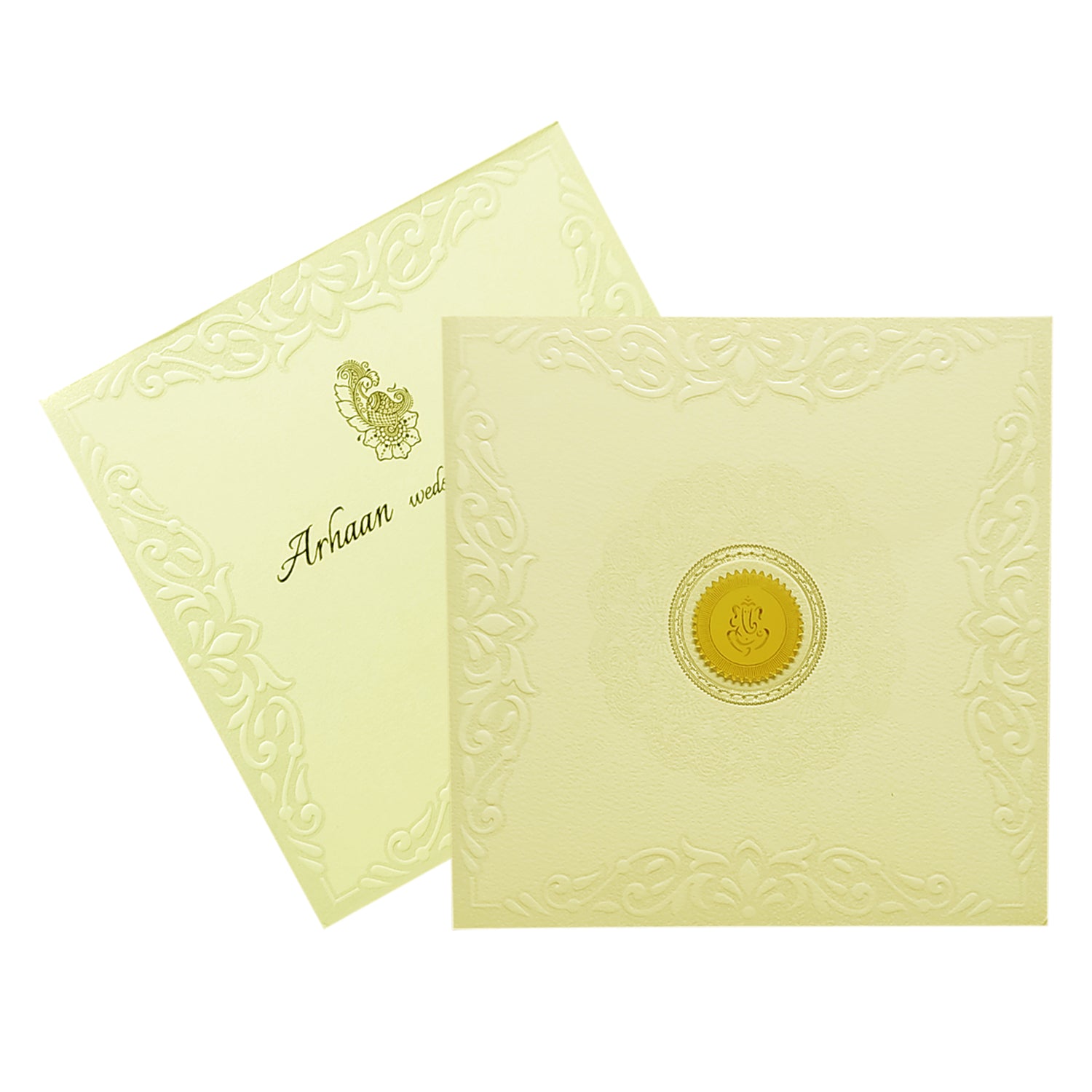 White Embossed Floral Invitation Card-King of Cards