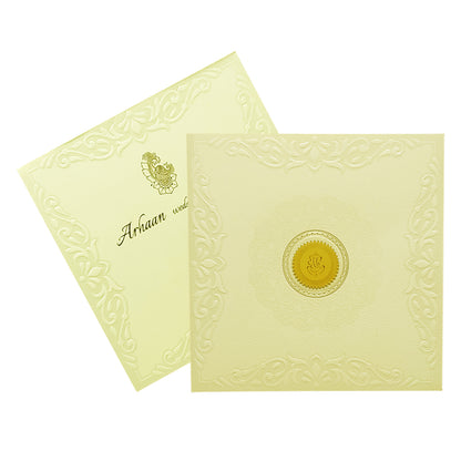 White Embossed Floral Invitation Card-King of Cards