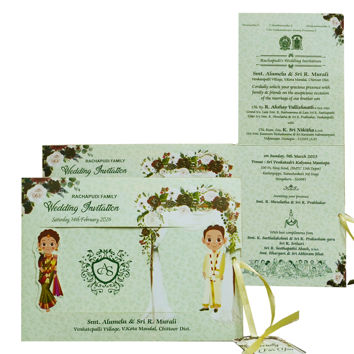 Light green Floral Slide Invitation Card-King of Cards