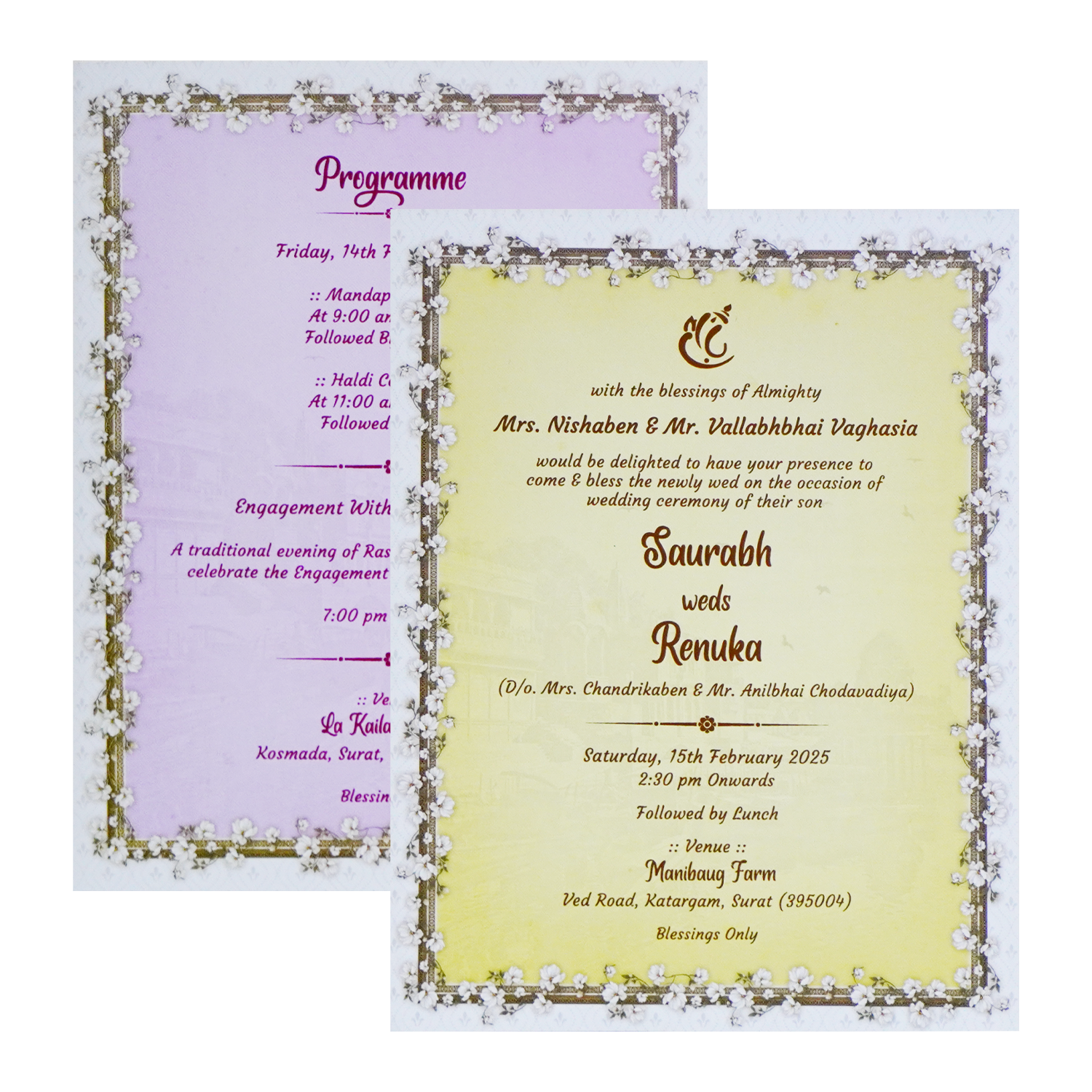 White Blue Padded Invitation-King of Cards