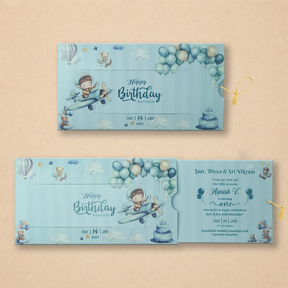 Blue Boy Aeroplane Birthday Card-KNKRL114