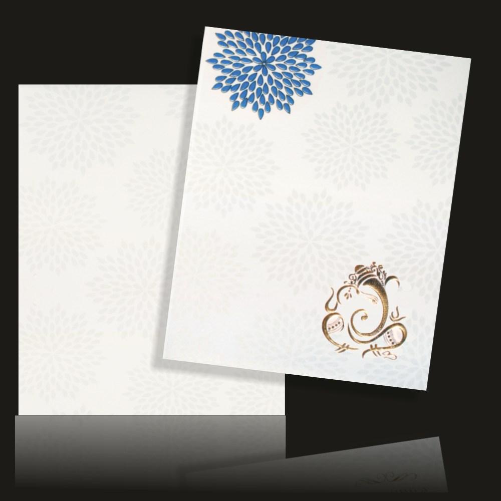 Fascinating Flower Theme With Ganesha Theme Wedding Card - KNCG1502