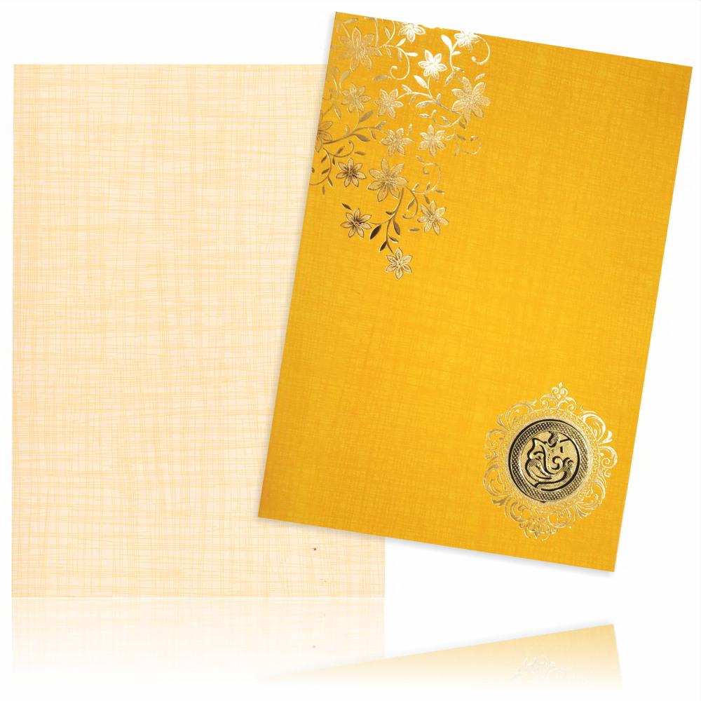 Orange Classic Paper Print Colourful Floral Invitation Card-KNCM809O