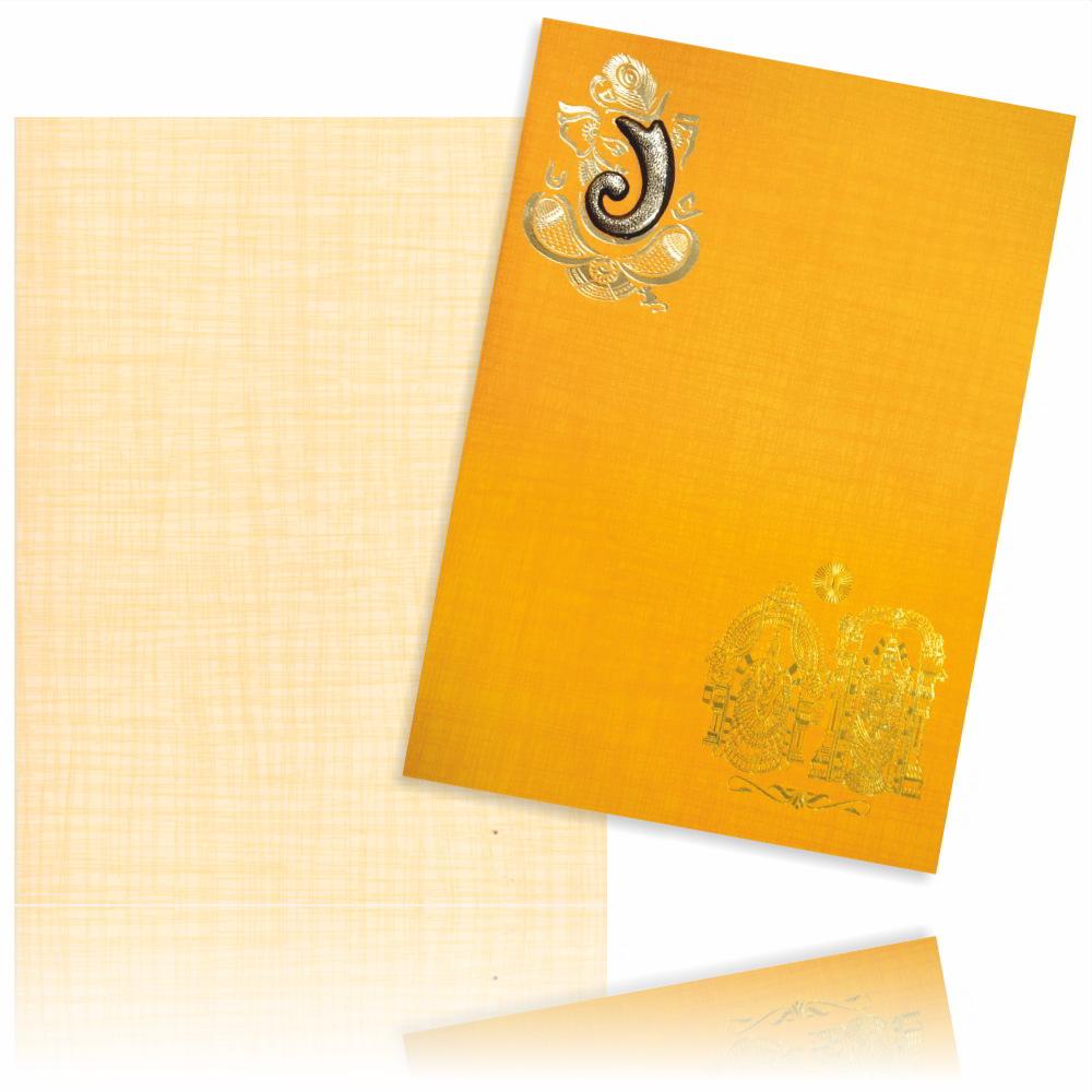 Orange Classic Paper Print Balaji And Padmavathi Hindu Wedding Cards-KNCM810O