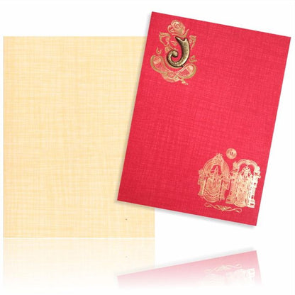 Red Classic Paper Print Balaji And Padmavathi Hindu Wedding Invitation Card-KNCM810R-King of Cards