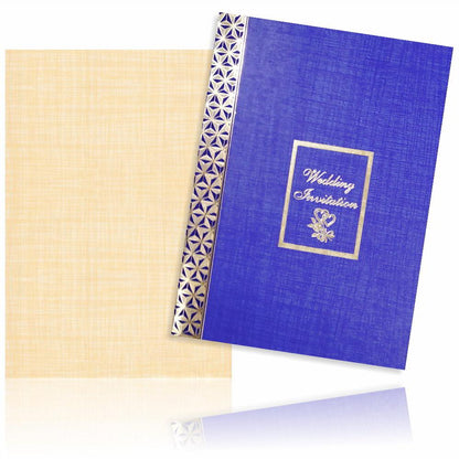 Blue Classic Paper Print Invitation Card With Message Box-KNCP813B