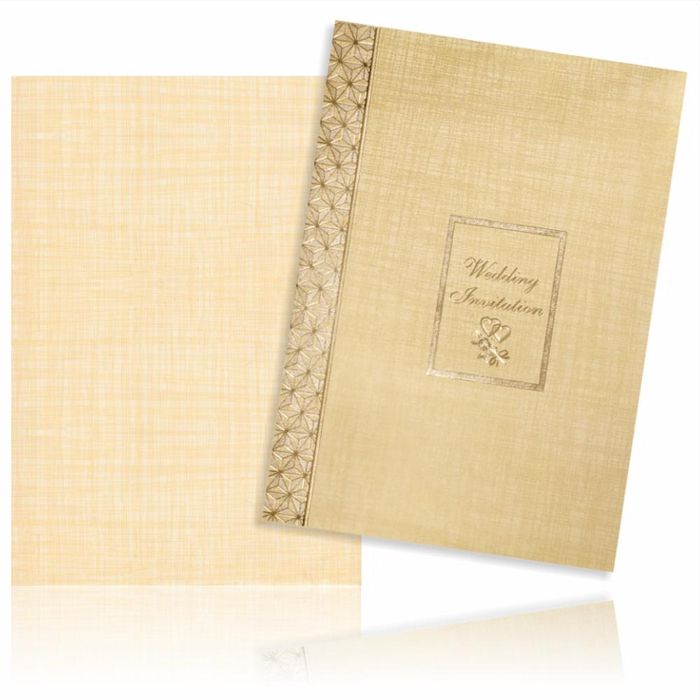 Brown Gold Classic Paper Print Wedding Cards With Message Box-KNCP813N-King of Cards