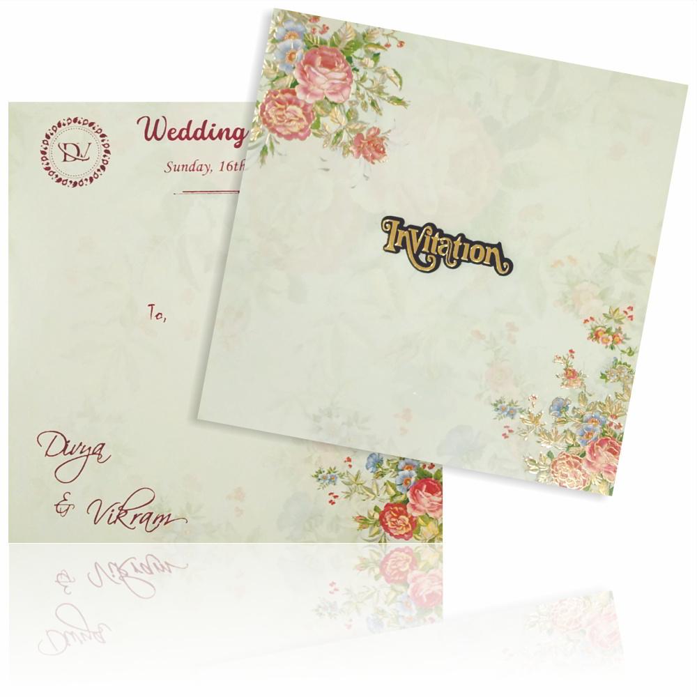 Pista green flower blooming wedding invitation card-KNCT8801