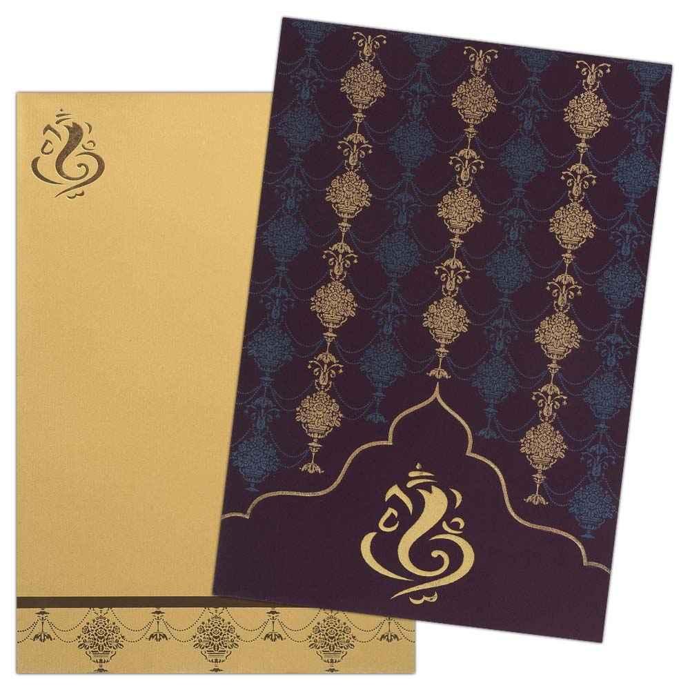 Invitation Card - Lush Purple and blue Hindu Ganesha Card-KNK1073