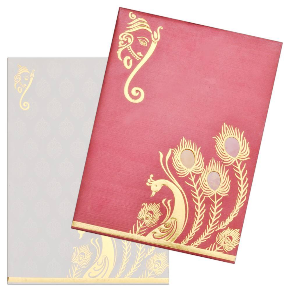 Red Peacock Gold Foiling Invitation