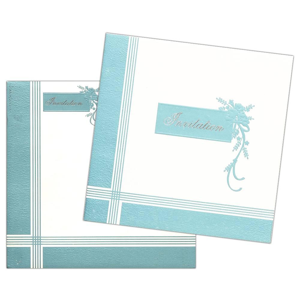 Invitation Card - Elegant White and Pale Blue Wedding Invite-KNK1210
