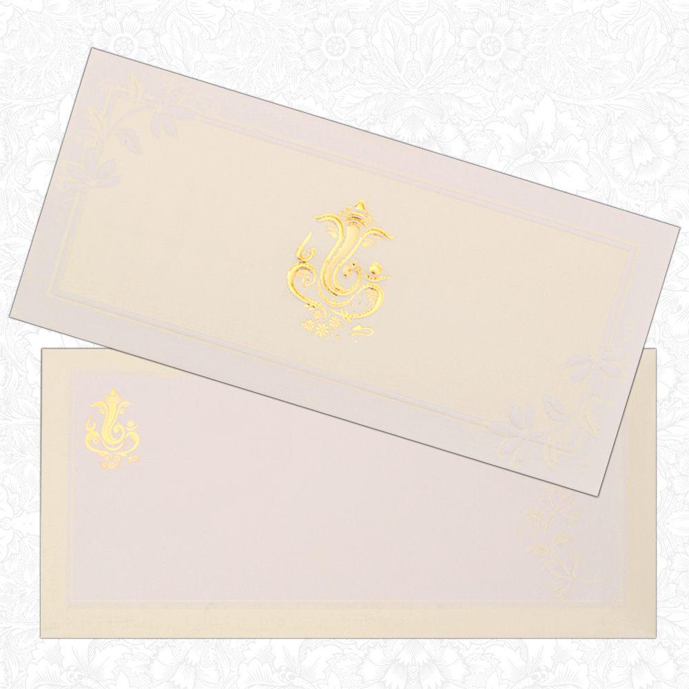White Screen Ganesha Invitation Card-Knk1552