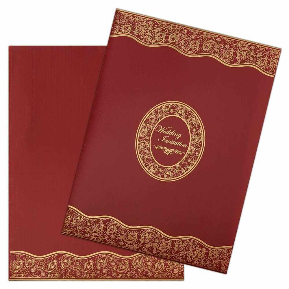 Maroon Designer Walima Wedding  Invitation Card -KNK1571
