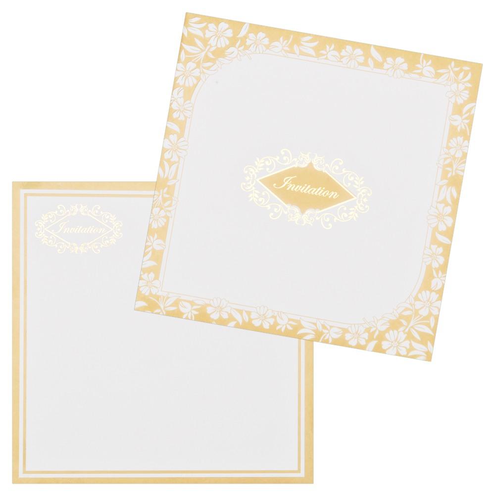 Gold Floral Wedding Invitation Card-KNK1652