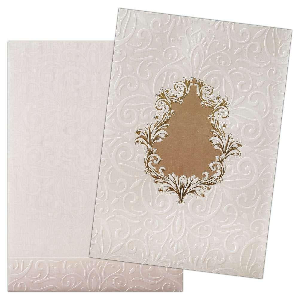 Invitation Card - Contemporary and classy Card in white and gold-KNK1764