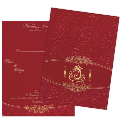 Classic Red Ganesha Wedding Invitation Card - KNK1776
