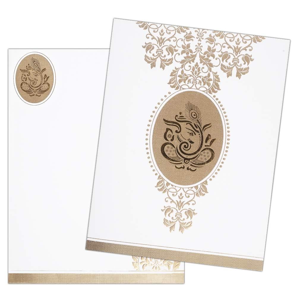 Invitation Card - The Pure Divinity Hindu Ganesha Card in White-KNK1961