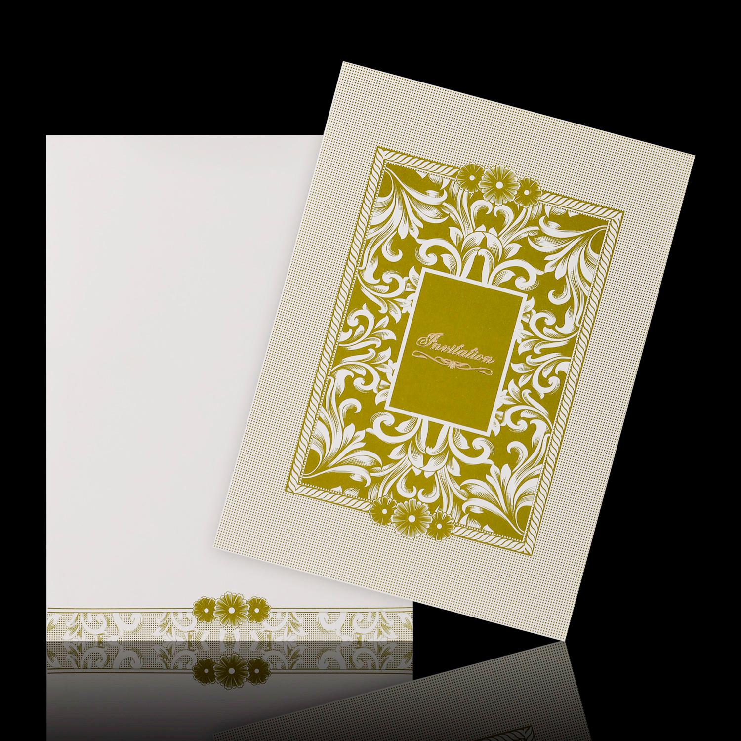 Green Shading Flowers With White Shading Wedding Card - KNK2063