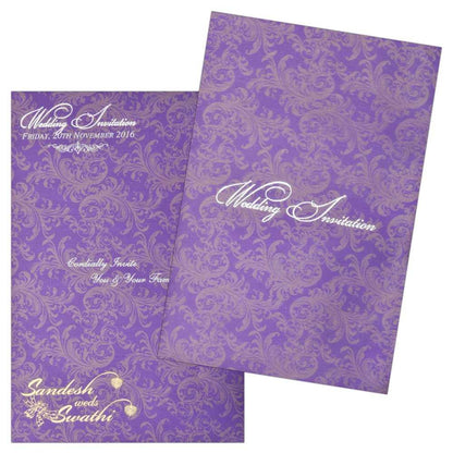 Endearing Violet Shading With Flower Theme Padded Wedding Card - KNK2068