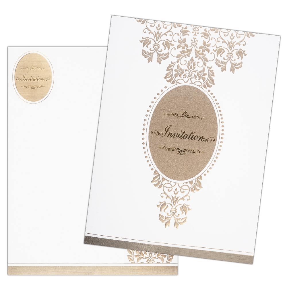 Invitation Card - A Modern Christian Wedding invitation in White and Beige-KNK2202