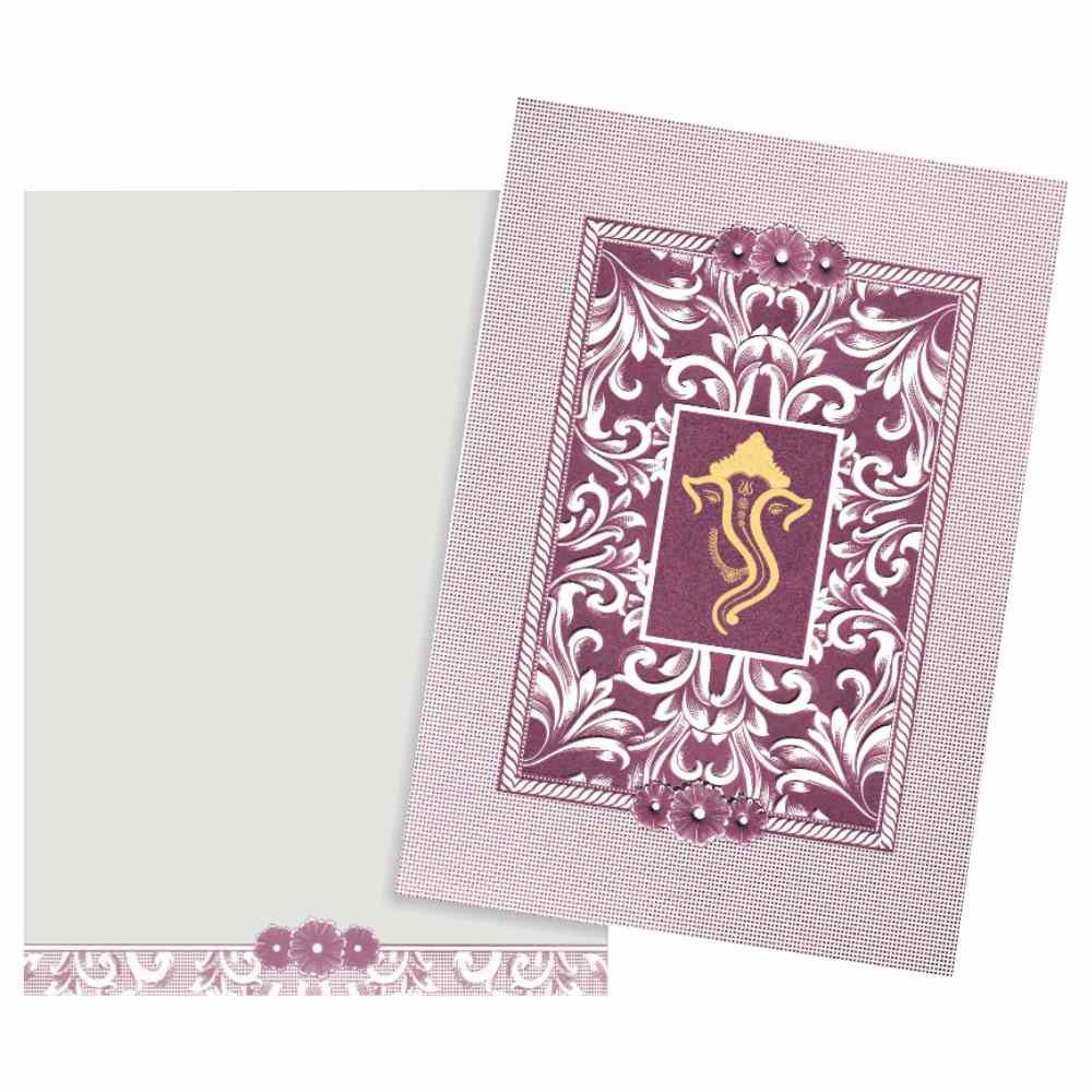 Pink Shading With Gold Ganesha Wedding Card - KNK2276