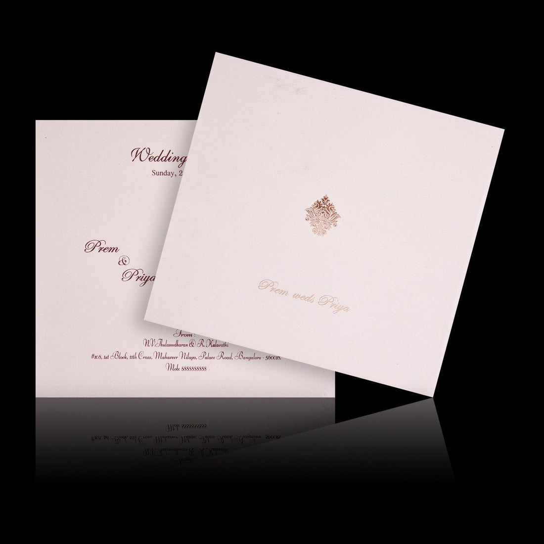 Charming Cream Shading Padded Wedding Card - KNK2298