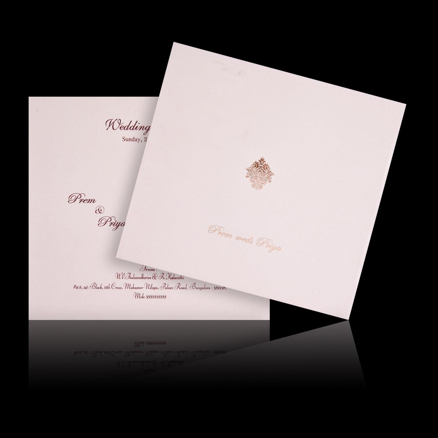Charming Cream Shading Padded Wedding Card - KNK2298