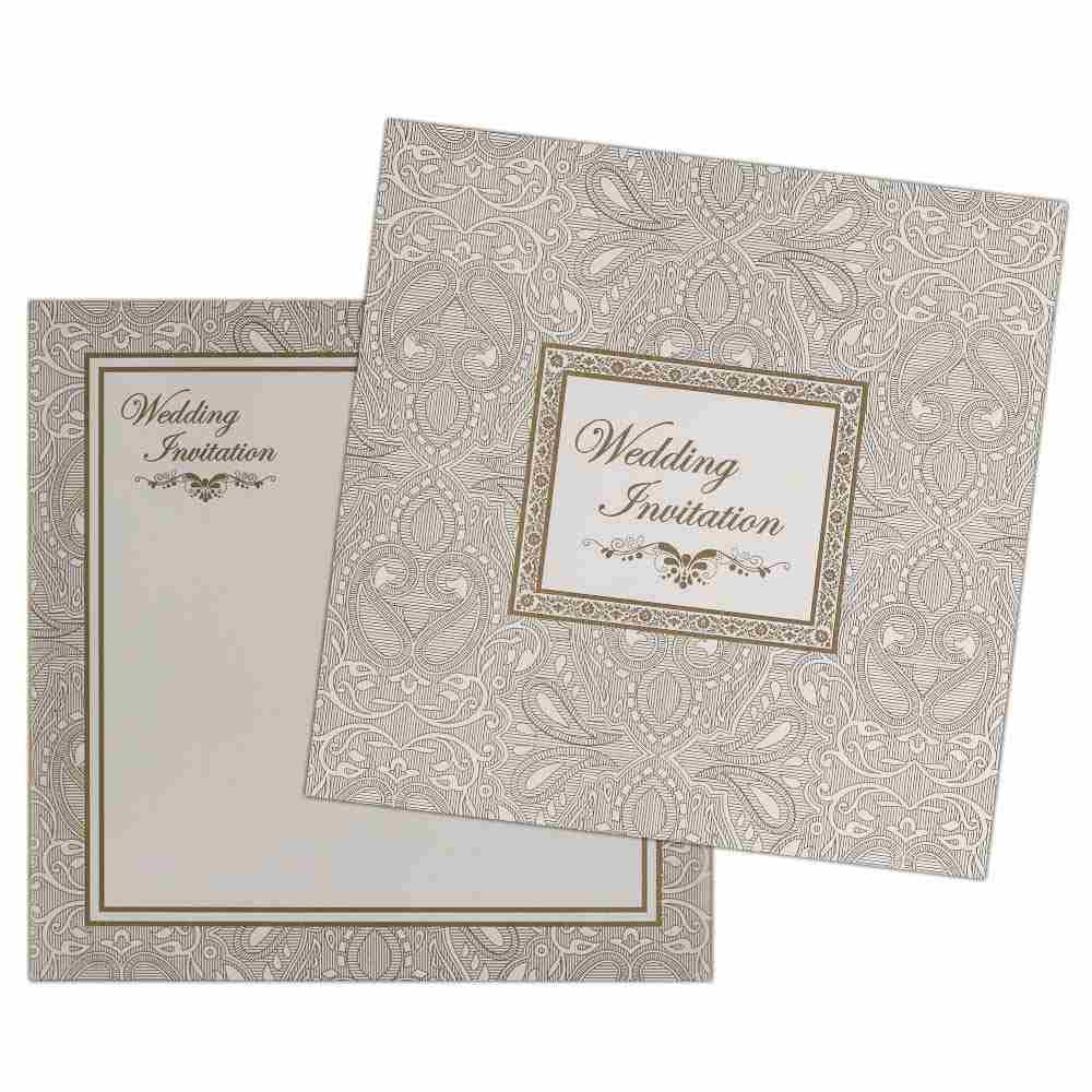 Invitation Card - Alluringly Classic White and Gold Invitation Card-KNK2370