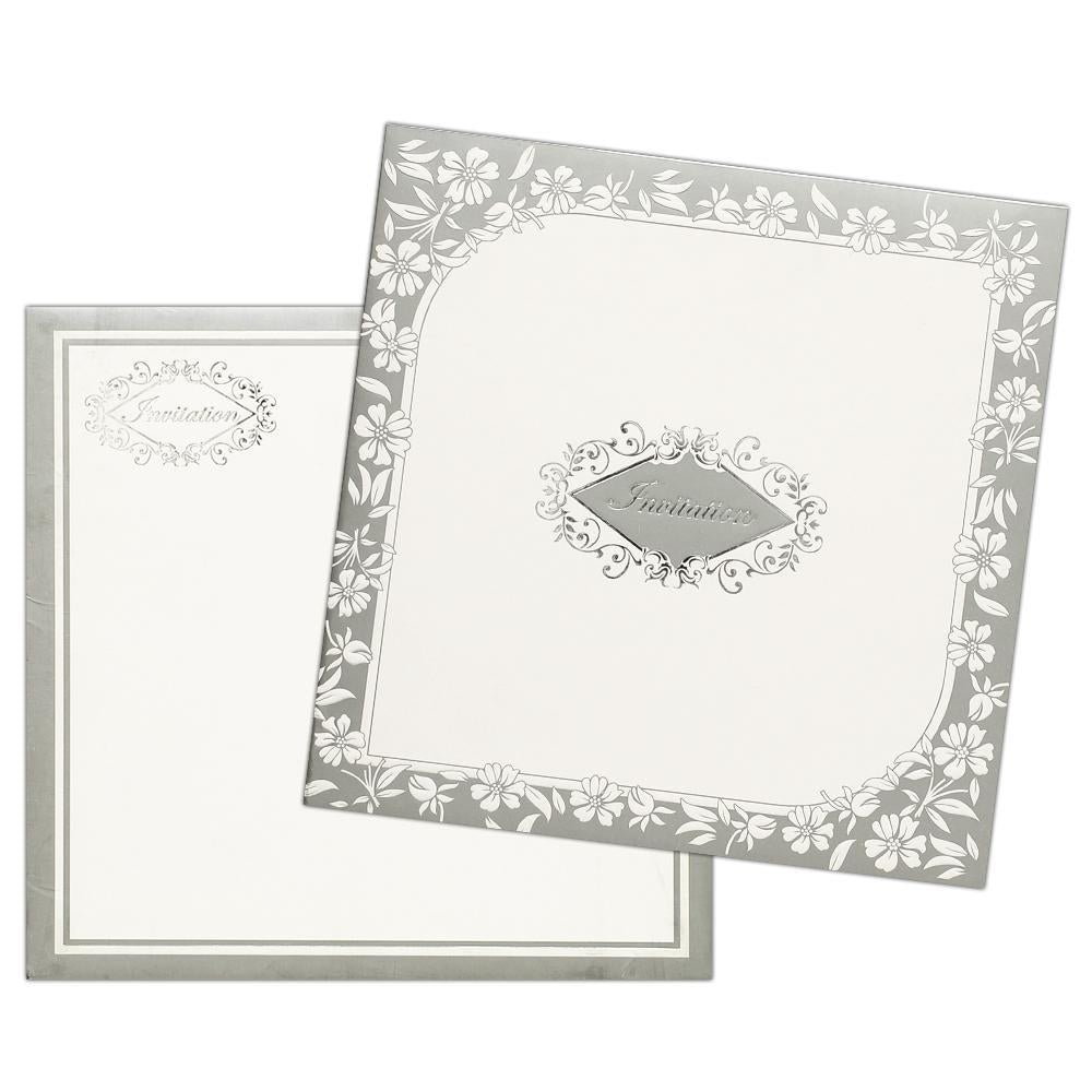 Invitation Card - Stunning Grey and White Wedding Card-KNK2698