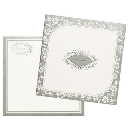 Invitation Card - Stunning Grey and White Wedding Card-KNK2698