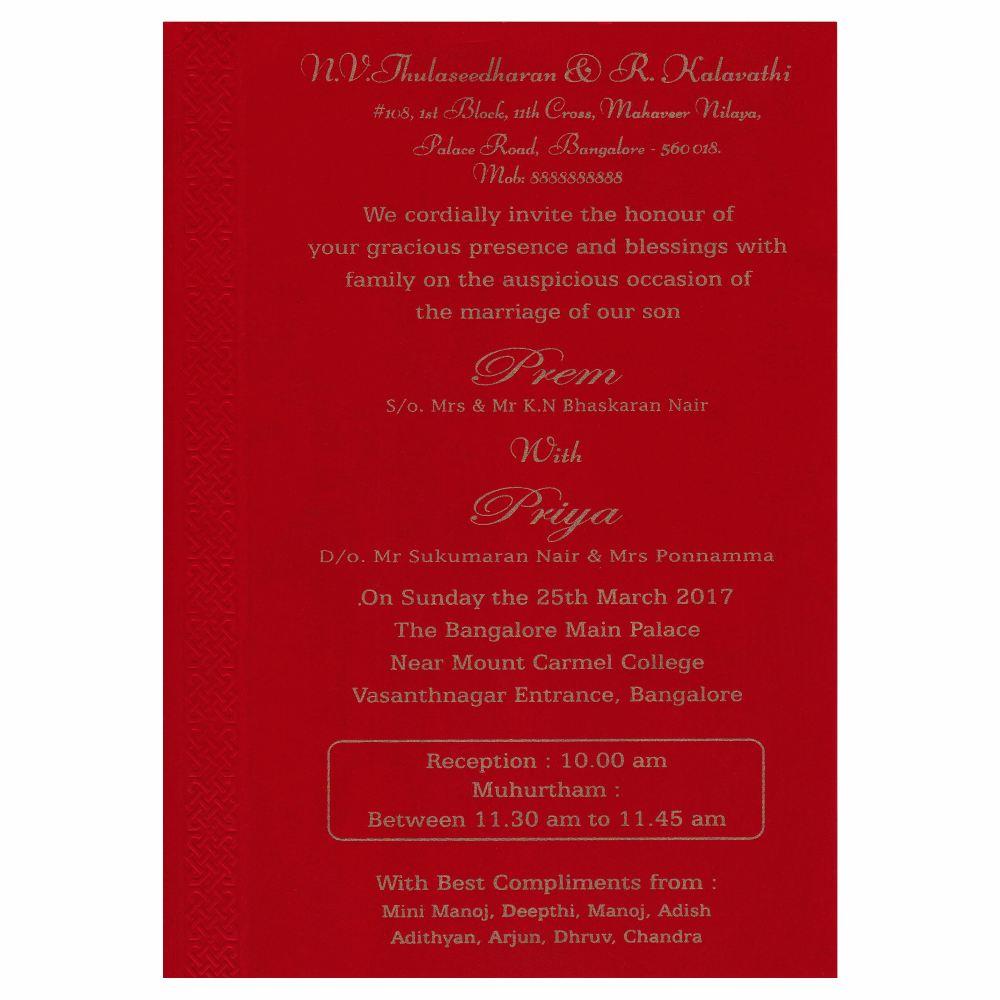 Red Single Sheet Cream Cover Invitation-KNK2844