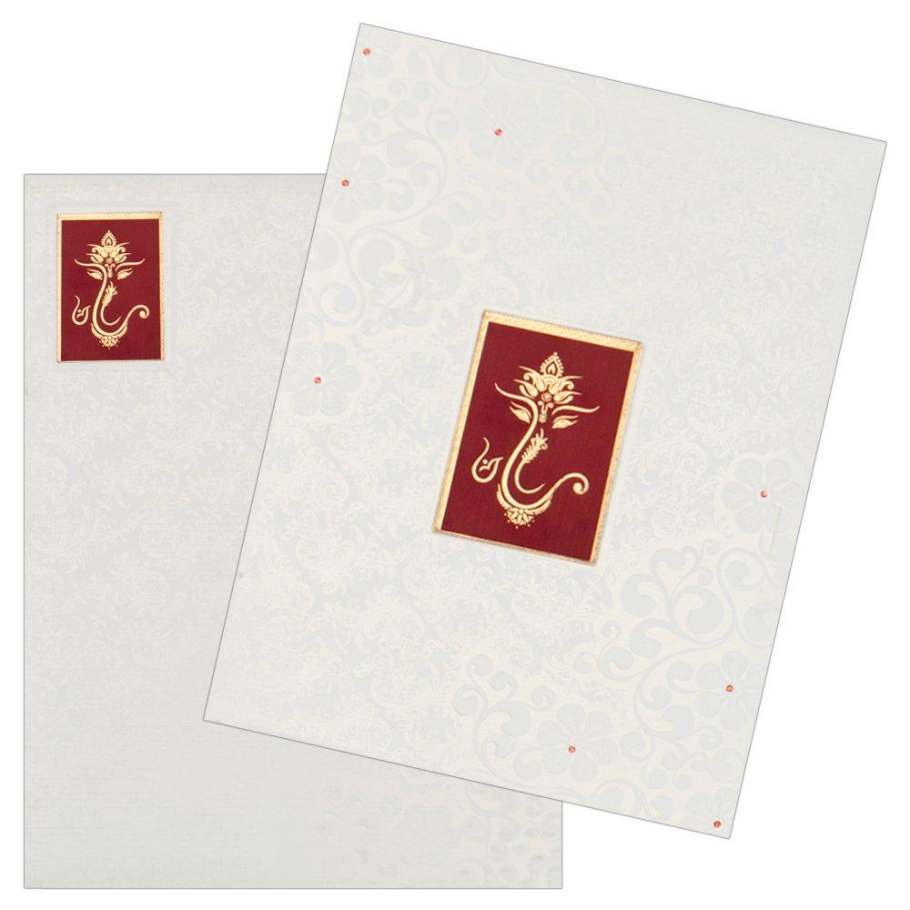 White Ganesha Invitation Card-KNK2877