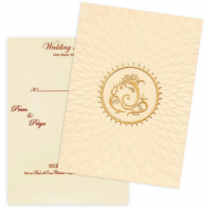 Classic Cream Shading with Ganesha Wedding Card - KNK3015-King of Cards