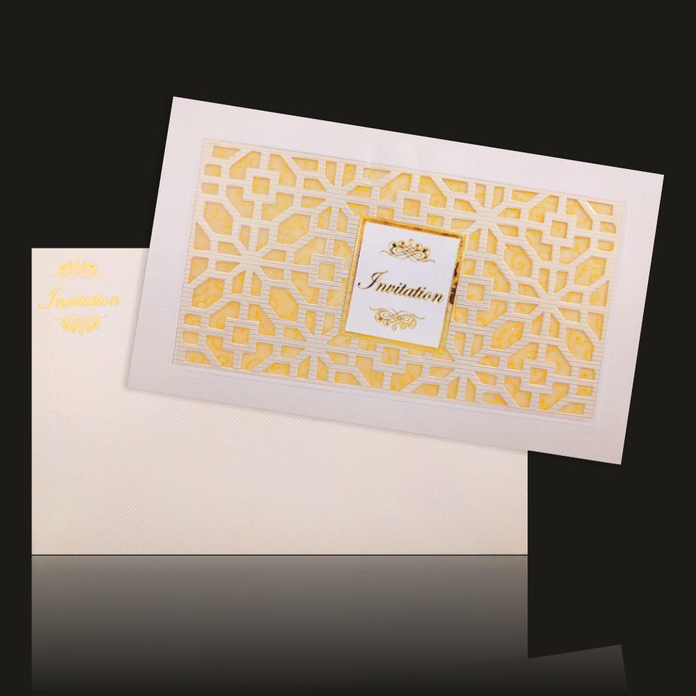 Invitation Card - Laser Cut Gold Wolly Wedding Invitation Card - KNK30611