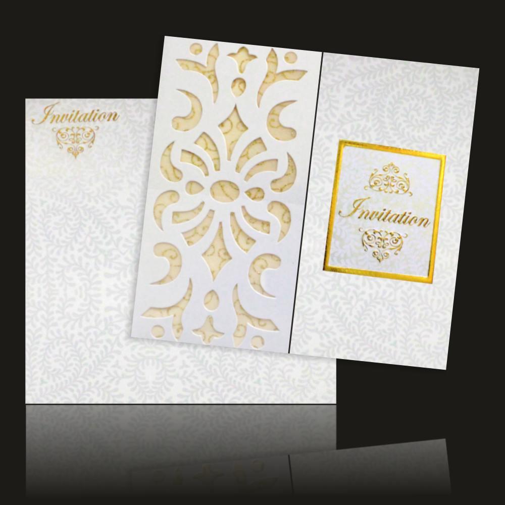 Elegant White Flower Laser Cut Wedding Card -  KNK30621