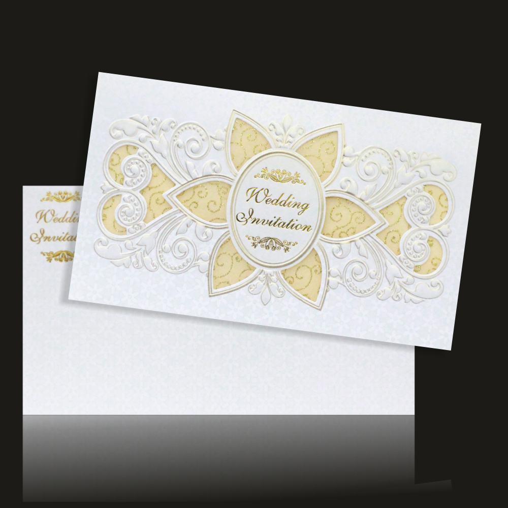 Enchanting Flower Cut Design With White Shading Wedding Card - KNK30661