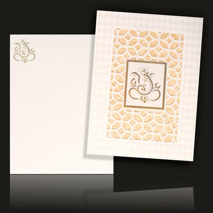 Gorgeous White Colour Ganesha With Laser Cut Wedding Card - KNK30700