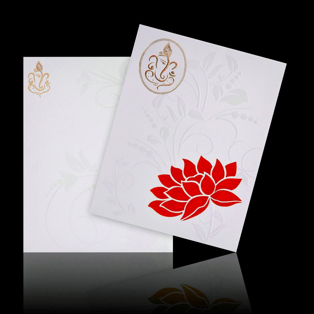 Beautiful Red Floral Theme Wedding Card - KNK3145