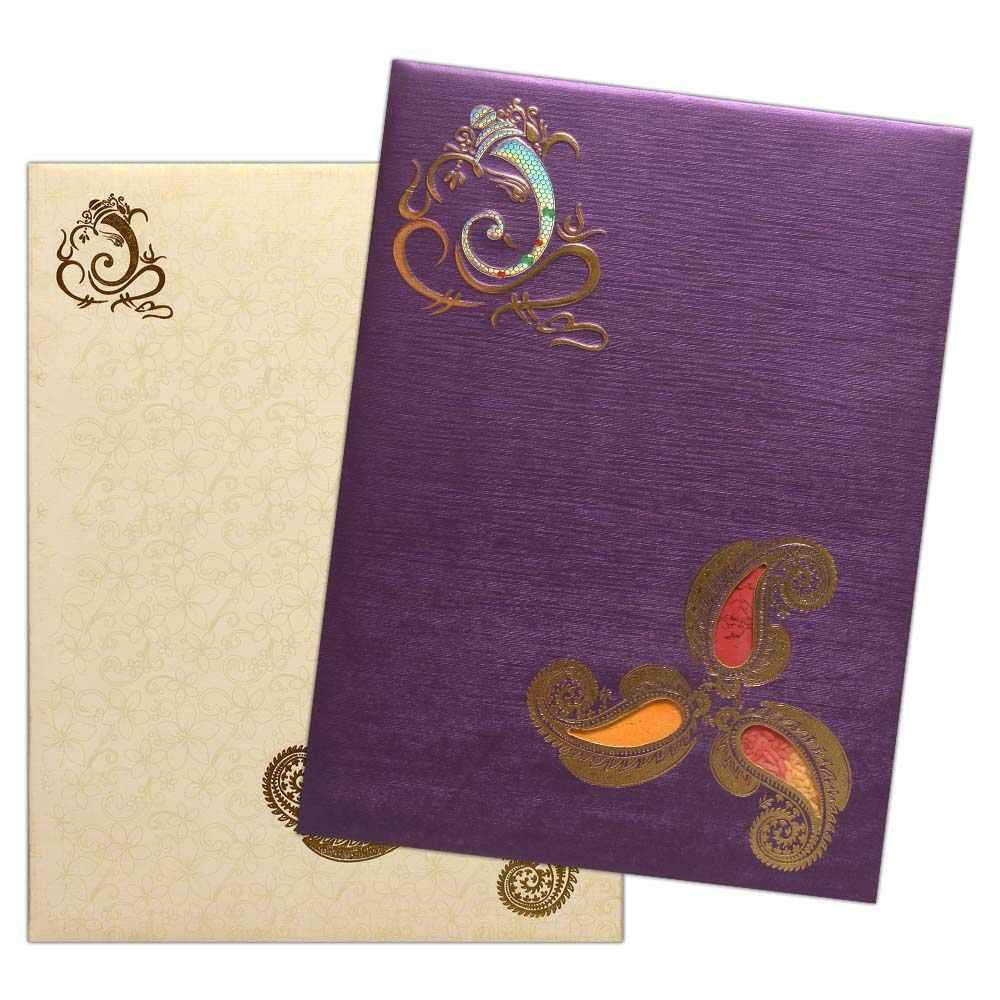 Invitation Card - Grand Purple Akshata Invitation Card-KNK3171