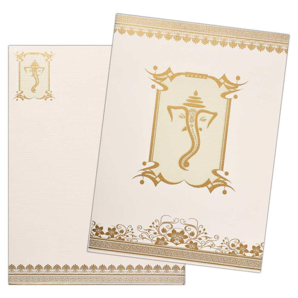 White Ganesha Floral Invitation