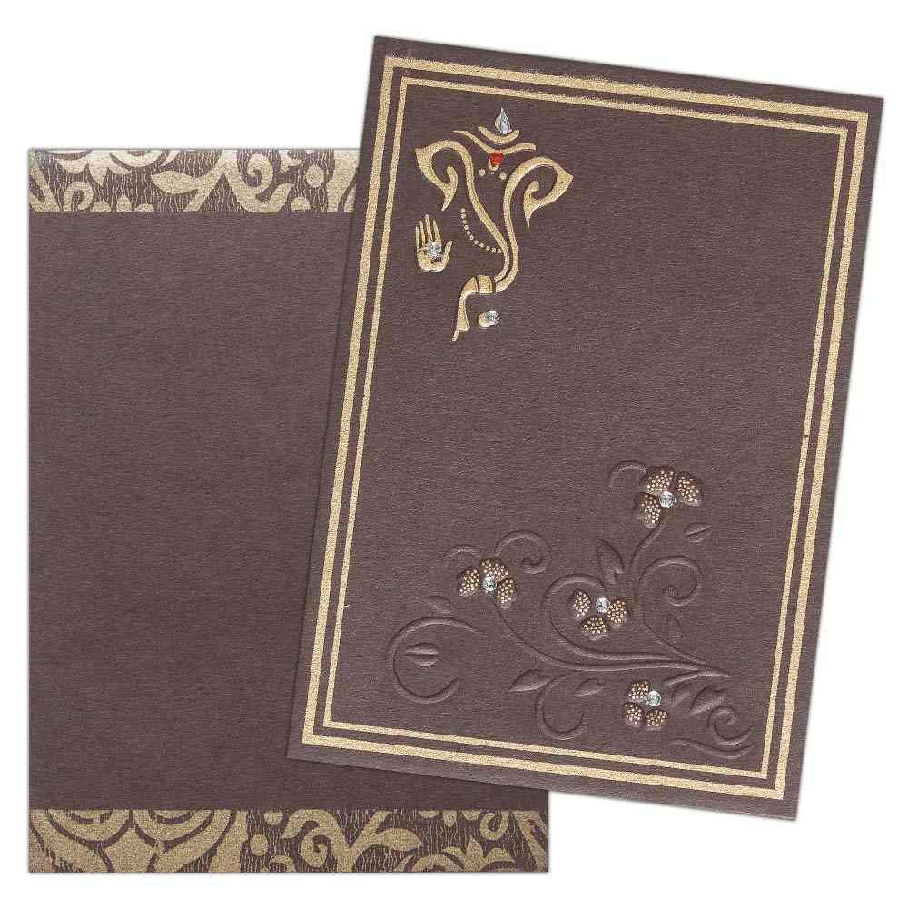 Invitation Card - Divine Classic Brown Ganesha Invitation Card-KNK3223