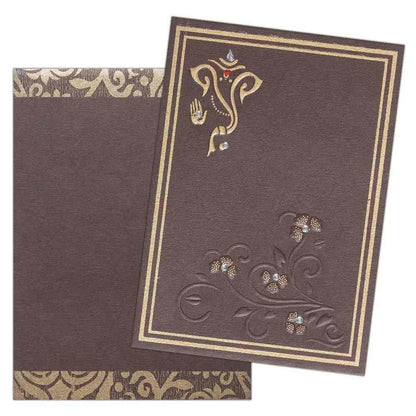 Invitation Card - Divine Classic Brown Ganesha Invitation Card-KNK3223