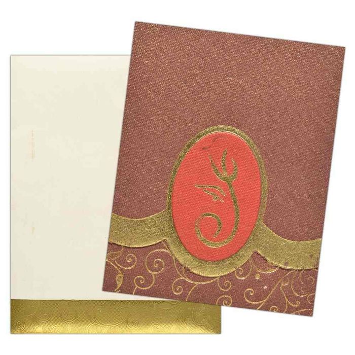 Invitation Card - Metallic Brown Invitation Card with Divine Lord Ganesha-KNK3429-King of Cards