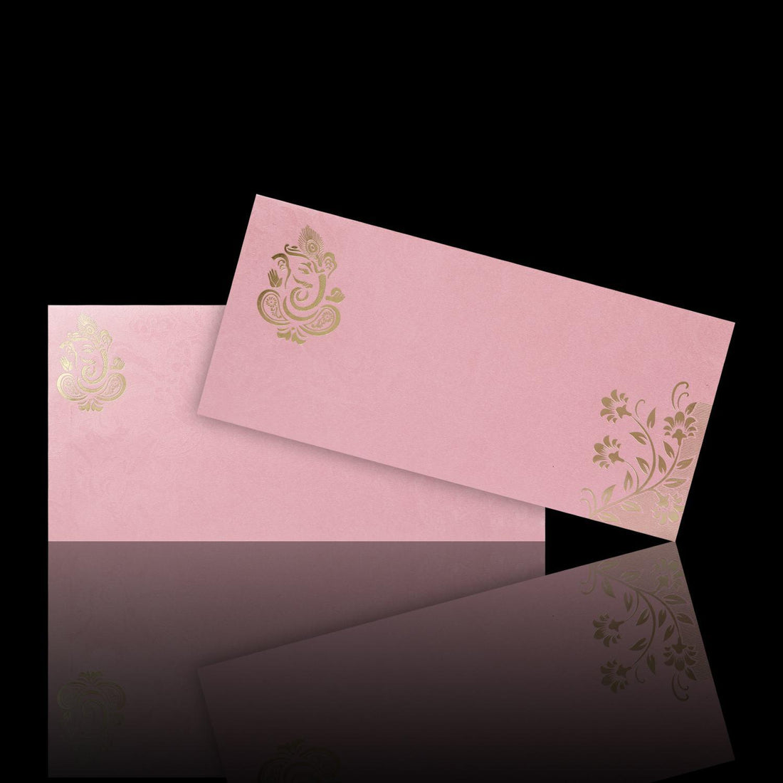 Pink Floral Metallic Invitation Card-KNK3448